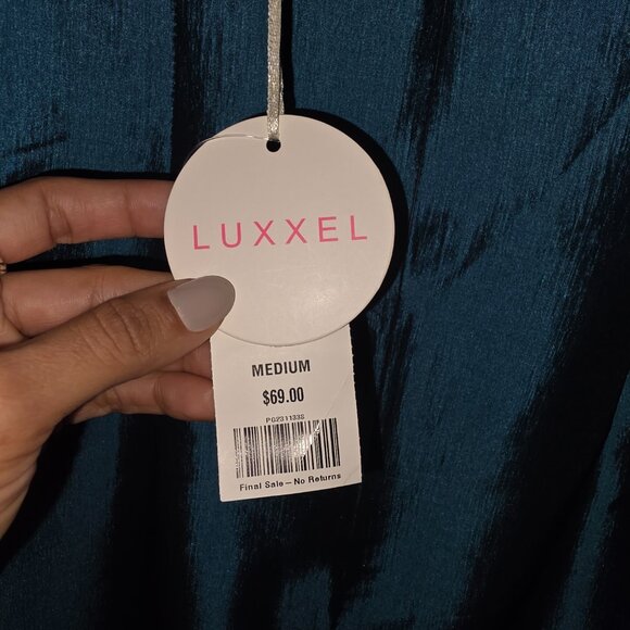 NWT Luxxel Teal Shimmer Mini Dress - Size Medium - Picture 4 of 6